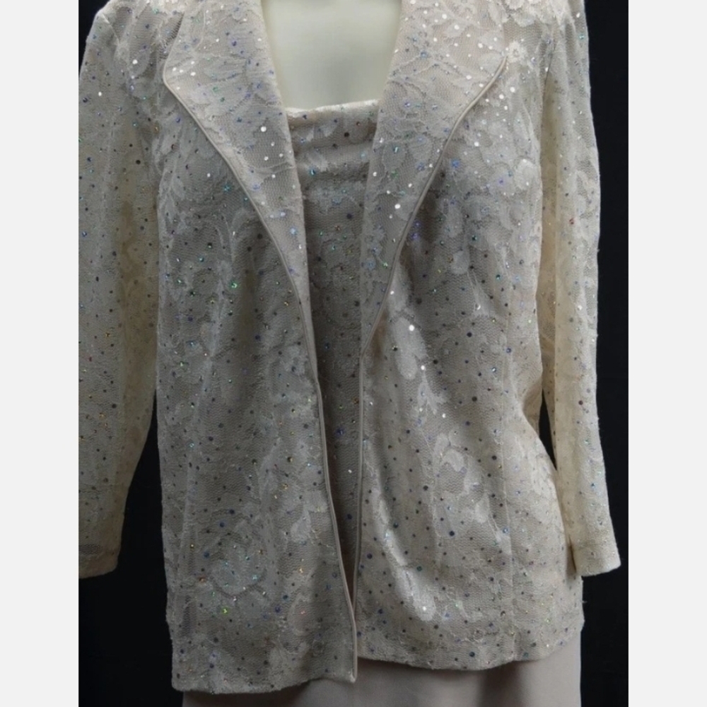 Coldwater Creek Beige Lace Blazer with Shimmer